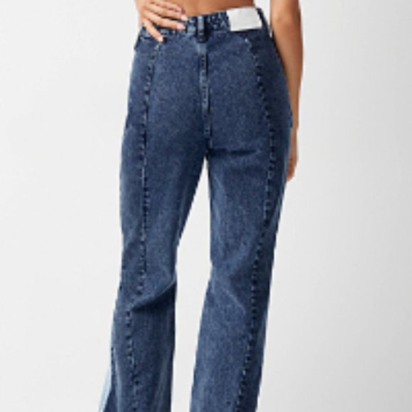 NEON & NYLON Zippered patchwork flared jean - Picture 3 of 7